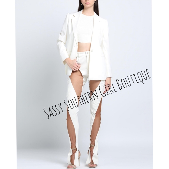 ⭐🆕MUGLER jeans ivory tan sheer panel mesh jeans - Picture 6 of 16